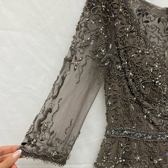 Evonne D by MonCheri 3/4 sleeves beaded long gown - Picture 6 of 10